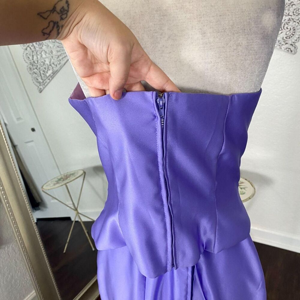 VTG Union Made in USA Ethereal Beaded Purple Corset 2 Piece Prom Dress Set L - Picture 6 of 8